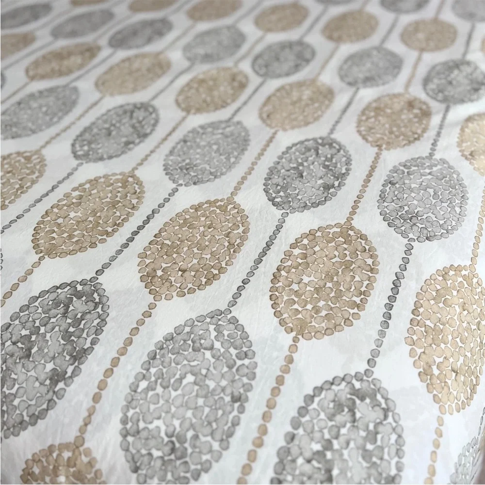 RARE West Elm Medallion Dot Full/Queen Duvet Cover Gray White Tan Modern Cotton